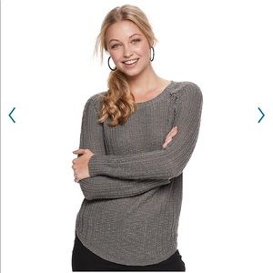 Pink Republic Braided Pullover Sweater Small Gray New NWT